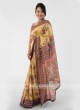 Organza Yellow Saree With Sequins Work